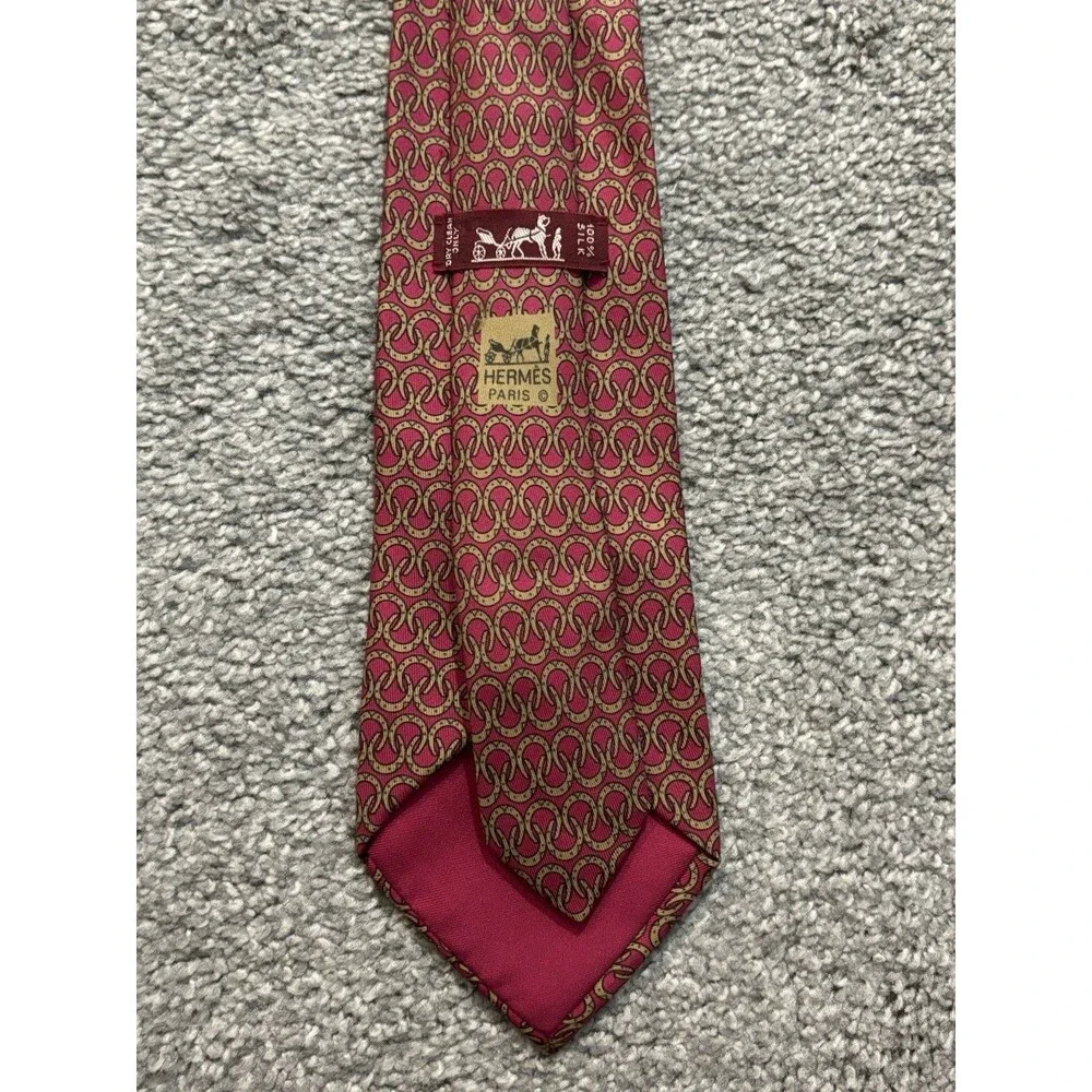 Hermes Men’s Silk Tie‎ Classic Geometric Red 494 HA
